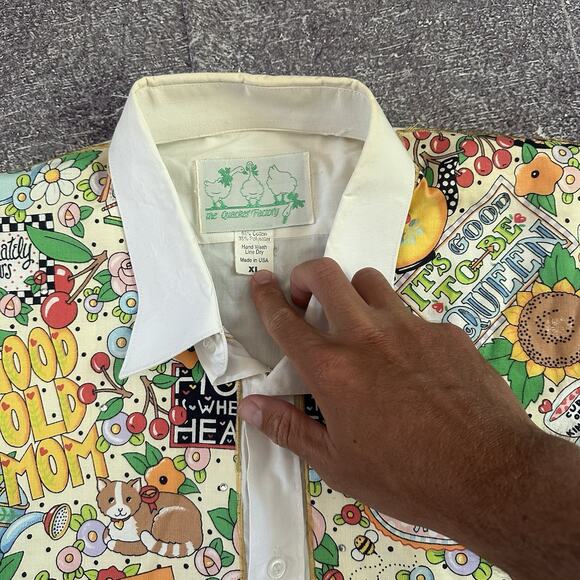 Men's Vintage 80s The Quacker Factory Cat Dog Floral Pants Button Up Shirt Sz XL - Picture 3 of 5